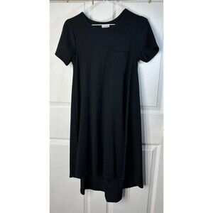 LuLaRoe Carly Dress Women's XXS Black High-Low Hem Front Pocket Easy Care Comfy
